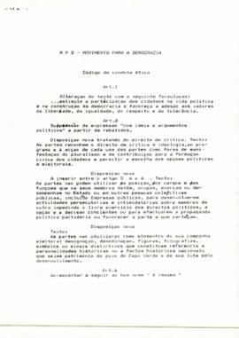 Código de conduta ética do Movimento para a Democracia - MPD