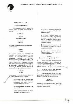 Projeto de Lei nº  /99 - Lei dos partidos políticos