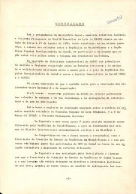Comunicado do camarada Secretário Geral do Partido, Aristides Pereira, de 15 de agosto de 1980