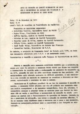 Ata da reunião do Comité Permanente do CNCV com o Secretário de Estado das Finanças  e  o Governador do Banco de Cabo Verde, de 23 de dezembro de 1979