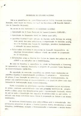 Comunicado saído da IV reunião ordinária do Conselho Nacional do Partido