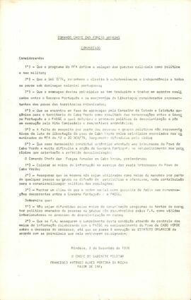 Comunicado do Comando do Chefe das Forças Armadas