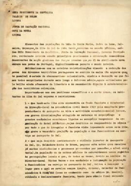 Cópia do abaixo-assinado de um grupo de cidadãos da ilha do Sal, dirigido aos Presidentes da República de Portugal e da Junta de Salvação Nacional