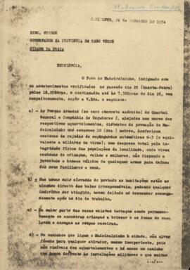 Cópia do abaixo-assinado dirigido ao Governador da Província de Cabo Verde, na cidade da Praia, por um grupo de cidadãos do Madeiralzinho