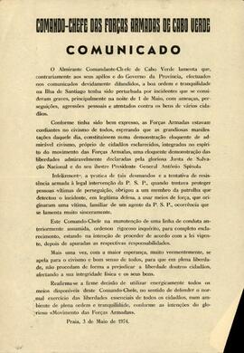 Comunicado do Comando-Chefe das Forças Armadas de Cabo Verde