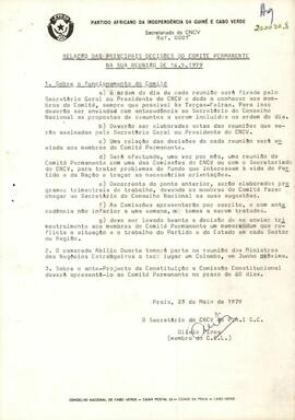 Relação das principais decisões do Comité Permanente, na sua reunião de 16 de maio de 1979