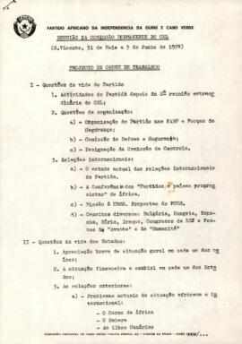 Reunião  da Comissão Permanente do CEL (S. Vicente, 31 de maio a 3 de junho de 1978: Projeto de ordem de trabalhos