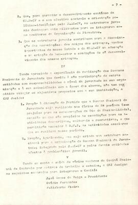 Relatório do Departamento de Organização à IVª Reunião Ordinária da Comissão Nacional da JAAC-CV