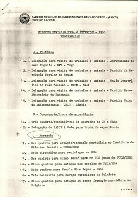 Relação das missões ao exterior em 1986