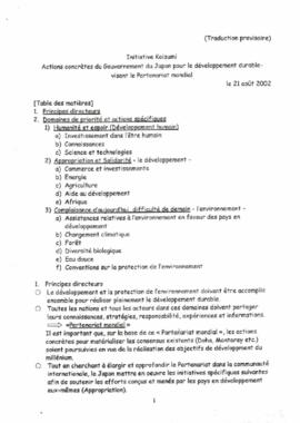 Actions concrétes du Gouvernement du Japon pour le développement durable-visant le Partenariat mondial