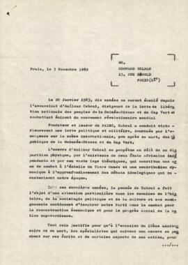 Carta-convite enviada ao Edouard Hérold, por Olívio Pires, membro do Bureau Político do PAICV