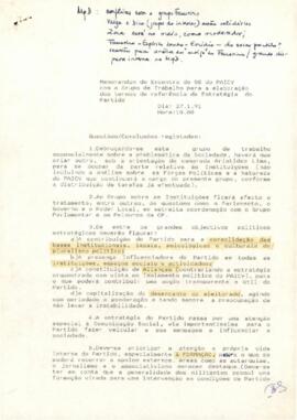 Memorando do encontro do SG do PAICV com o Grupo do Trabalho para elaboração  dos termos de referência da estratégia  do Partido