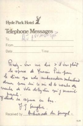 Mensagem da Embaixada do Senegal ao Senhor Pedro Pires