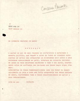 Mensagem ao Conselho Nacional do PAICV da OMCV