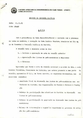 Ata da reunião da Comissão Política do PAICV