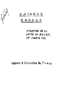 Situação da luta em janeiro 1973, por Amílcar Cabral: Rapport à l'intention de l'OUA
