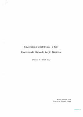 Governação Eletrônica, e-Gov:  Proposta de Plano de Ação Nacional