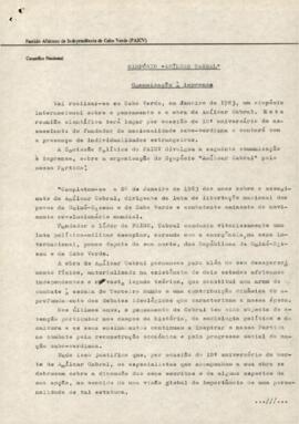 Simpósio Amílcar Cabral: Comunicação à imprensa, da  Comissão Política do PAICV