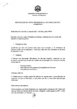 Relatório síntese da visita de S.Excia. o Presidente da República ao Concelho de São Domingos