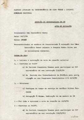 Ata nº 8/III/84, do Conselho Nacional do PAICV
