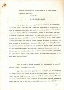 Comunicado do Conselho Nacional do PAICV