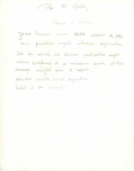 Mensagem de Aristides Pereira sobre chegada de João Pereira a Boké.