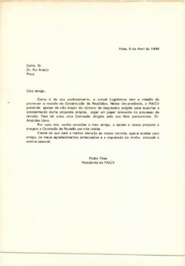 Carta do Presidente do PAICV, Comandante Pedro Pires ao advogado Rui Araújo