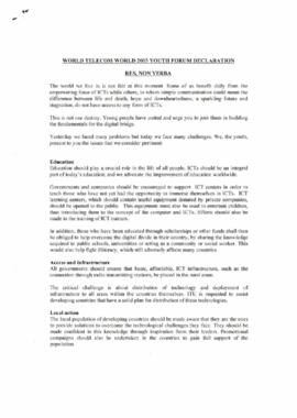 World telecom world 2003 youth forum declaration