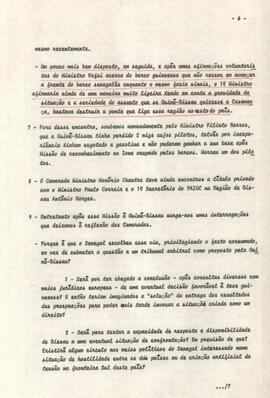 Relatório-síntese da missão do Camarada 1° Comandante Honório Chantre, membro da Comissão Política do PAICV e Ministro da Defesa Nacional a Guiné-Bissau, no dia 14 de janeiro de 1984