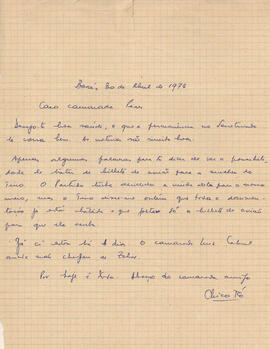 Carta de Chico Té ao Camarada Pedro Pires