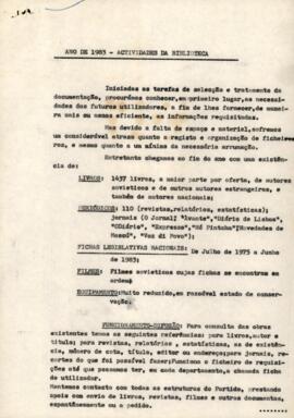 Ano de 1983 - Atividades da Biblioteca
