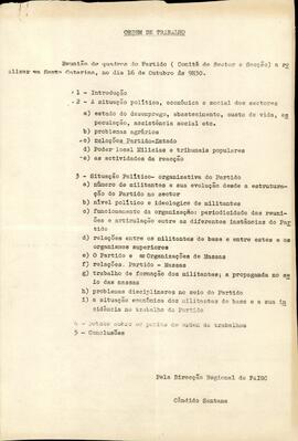 Ordem de trabalho da Direção Regional do PAIGC