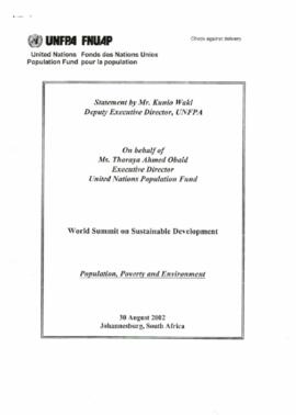 Cimeira Joanesburgo: Statement by Mr. Kunio Waki, Deputy Excutive Director, UNFPA