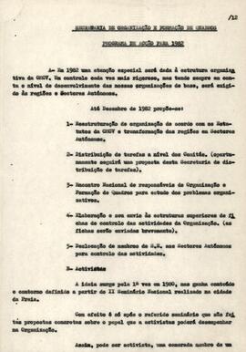 Relatório da OMCV e programa de ação para 1982