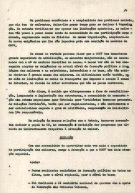 Relatório da OMCV e programa de ação para 1982