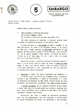 Santa Missa presidida por Sua Santidade, o Papa João Paulo II, em Quebra Canela, Praia