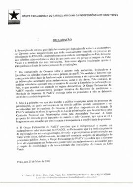 Declaração do Grupo Parlamentar do PAICV