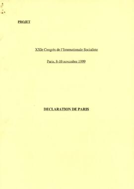 XXI Congès de l'Internationale Socialiste: Déclaration de Paris