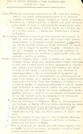 Notas de assuntos pendentes a serem discutidos pelo Silvino com o Secretário Geral do Partido