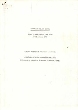 Simpósio Amílcar Cabral : La culture dans une perspective marxiste, réflexions à partir de la pensée d'Amílcar Cabral, par François Houtart et Geneviève Lemercinier.
