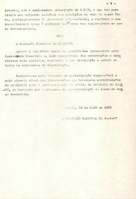 Relatório do Departamento de Organização à IVª Reunião Ordinária da Comissão Nacional da JAAC-CV