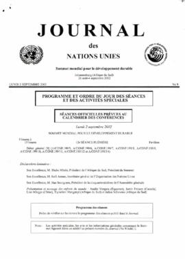 Journal des Nations Unies: Programme et ordre du jour des séances et des activités speciales