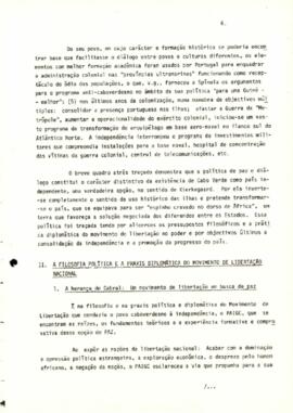 Seminário sobre a África de Língua Oficial Portuguesa, Portugal e os Estado Unidos da América: Cabo Verde – Opção por uma política de paz, comunicação apresentada pelo Sr. Renato Cardoso, Conselheiro de S. Excia o Primeiro Ministro de Cabo Verde