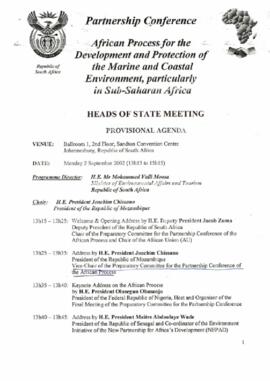 Partnership Conference: Africain processo for te development and protection of marine and coastal environment, particularly in Sub-saharan Africa: Provisional agenda