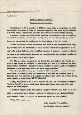 Simpósio Amílcar Cabral: Proposta de carta-convite