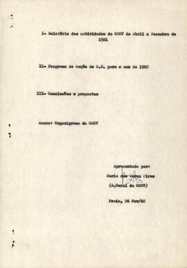 Relatório da OMCV e programa de ação para 1982