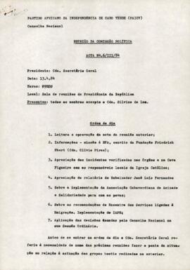 Ata nº 6/III/84, da Comissão Política do PAICV