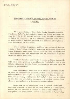 Comunicado da Comissão Nacional de Cabo Verde do PAIGC