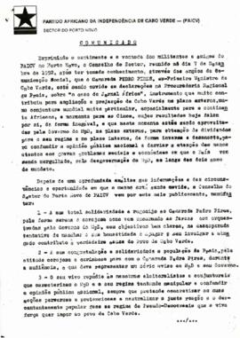 Comunicado do Sector do Porto Novo
