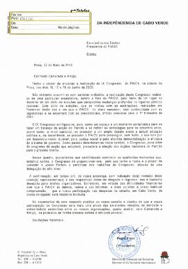 Carta do Presidente do PAICV ao Presidente do PAIGC de Bissau